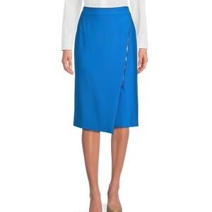 Hugo Boss Vemboka Asymmetrical Front Zipper Detail Midi Pencil Skirt Size 2